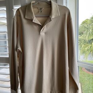 Men's Wrinkle Resistant Double L® Polo, Long-Sleeve Without Pocket, Large Cream